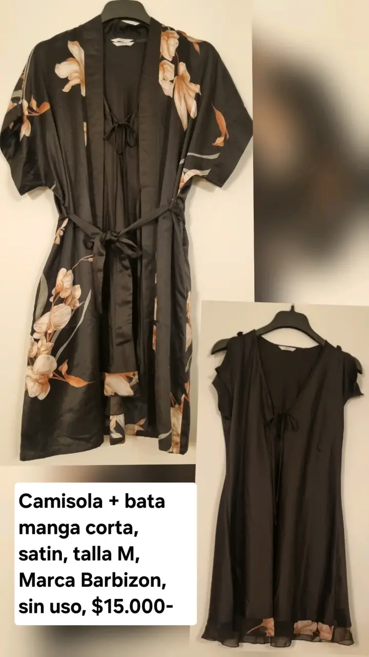 Camisola y bata satinada manga corta Barbizon - 1