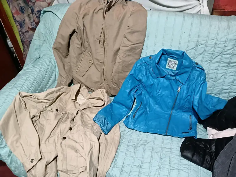 Chaqueta de cuero azul para mujer talla m