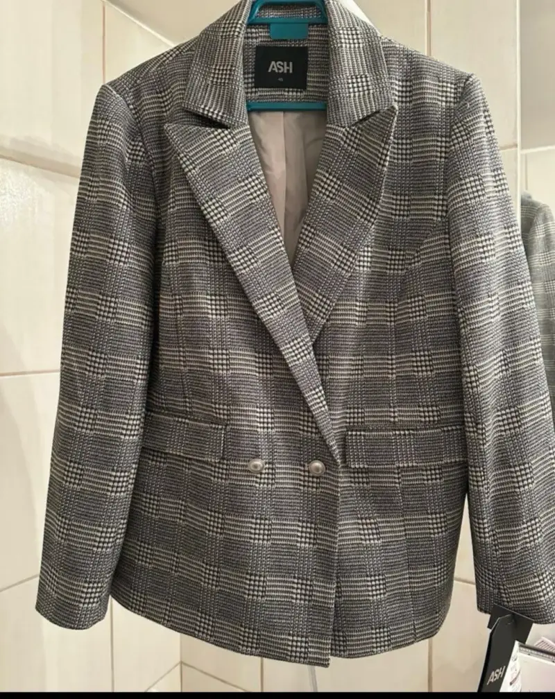 Blazer de cuadros gris para mujer ASH - 1