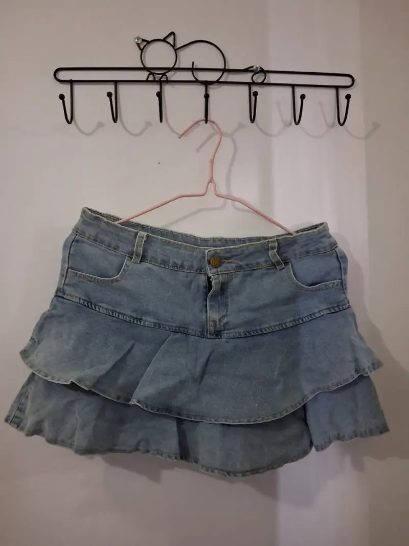 Falda de mezclilla con volantes para mujer - 2