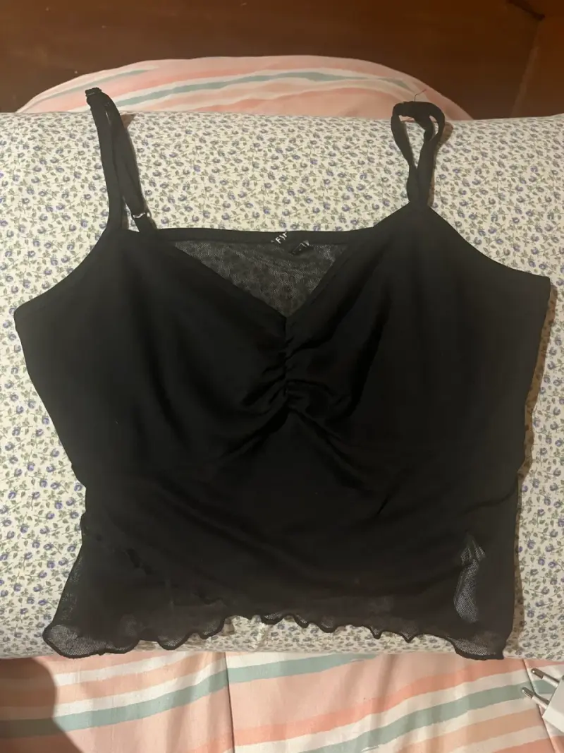 Top negro de encaje para mujer - 2