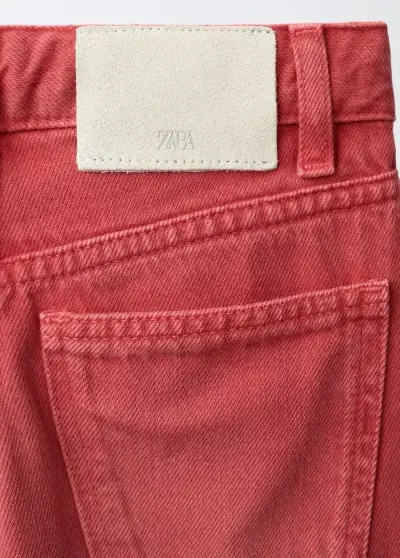 Pantalones anchos rojos para mujer Zara - miniatura 3