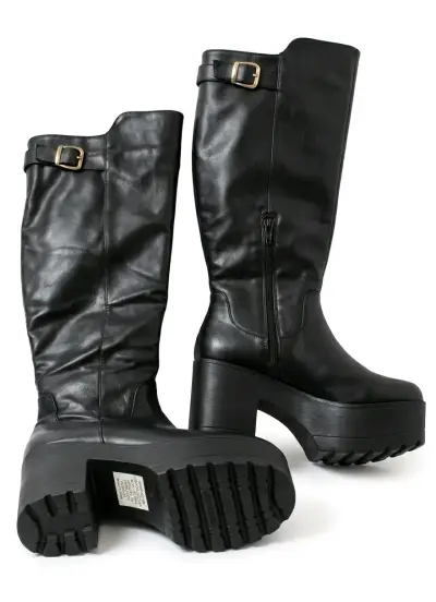 Botas negras de cuero sintético Palizzio - miniatura 2
