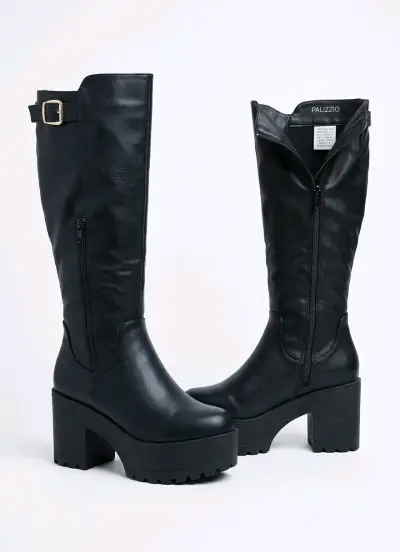 Botas negras de cuero sintético Palizzio - miniatura 3