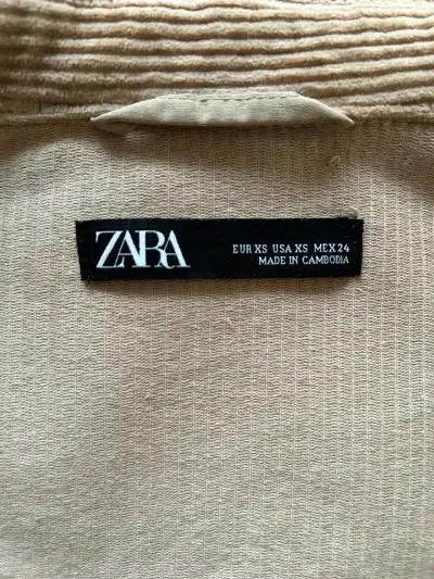 Chaqueta de pana beige Zara para mujer - miniatura 3