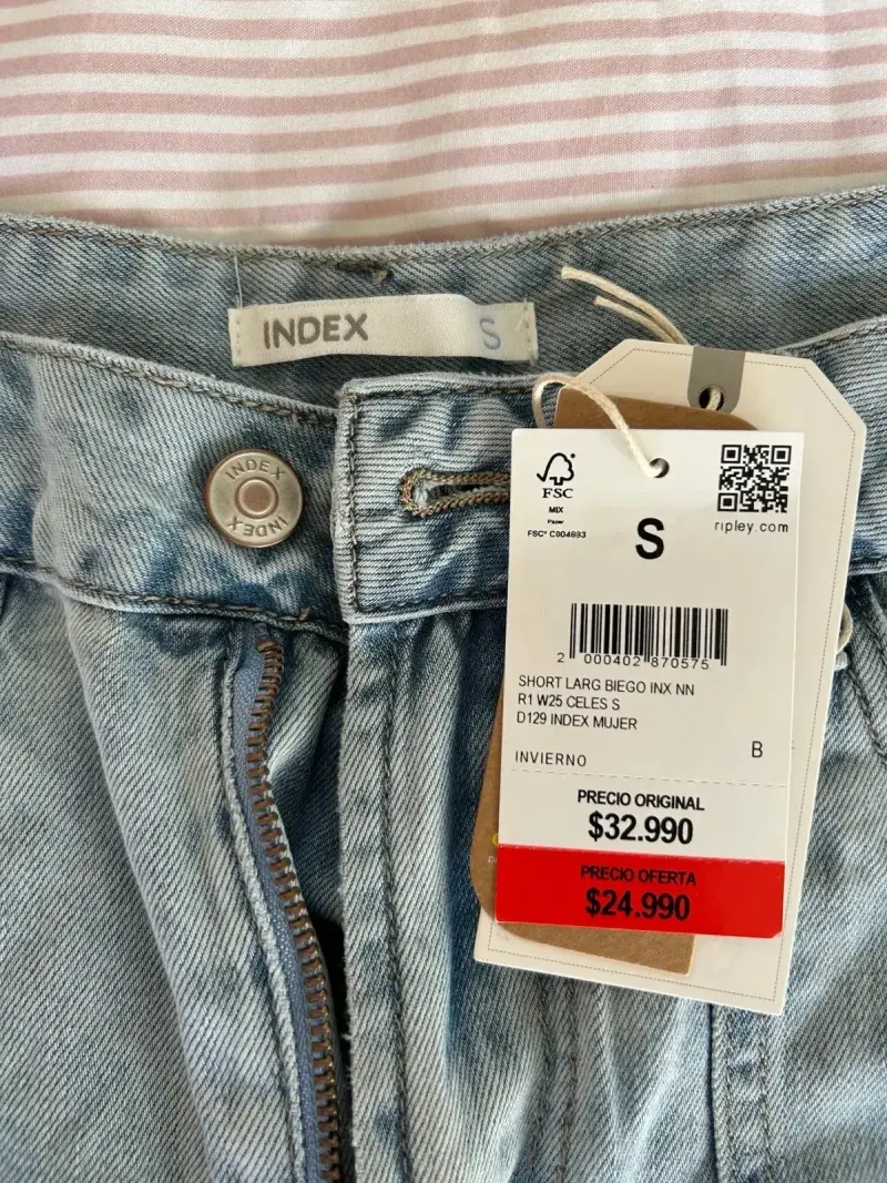 Shorts cargo de mezclilla gris Index para mujer - 3