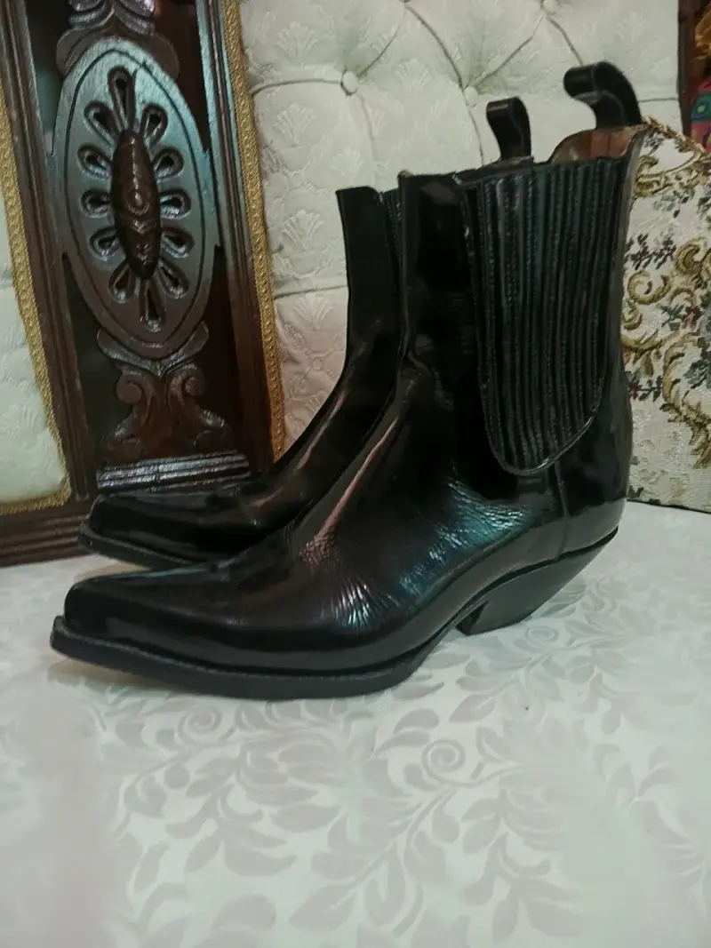 Botines de cuero negro para hombre - 2
