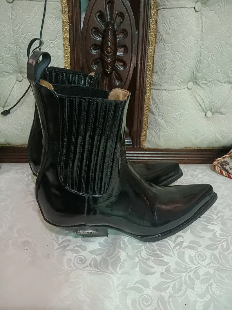 Botines de cuero negro para hombre - 4