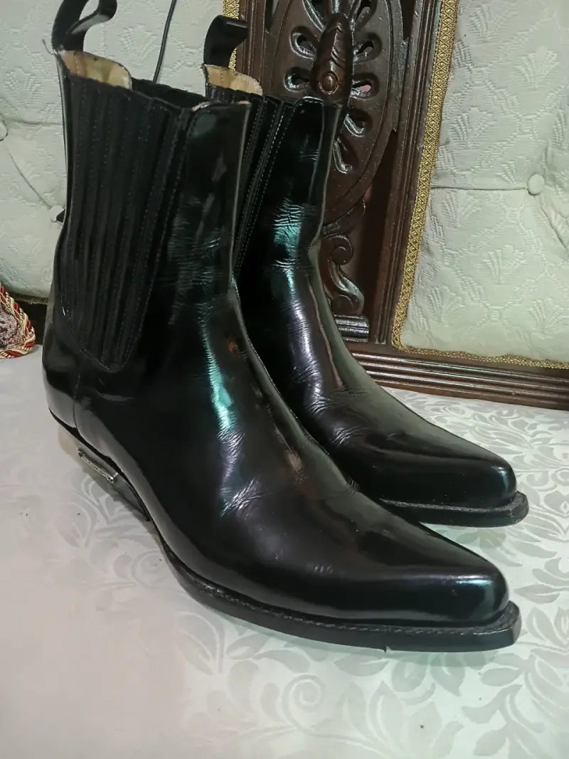 Botines de cuero negro para hombre - 5