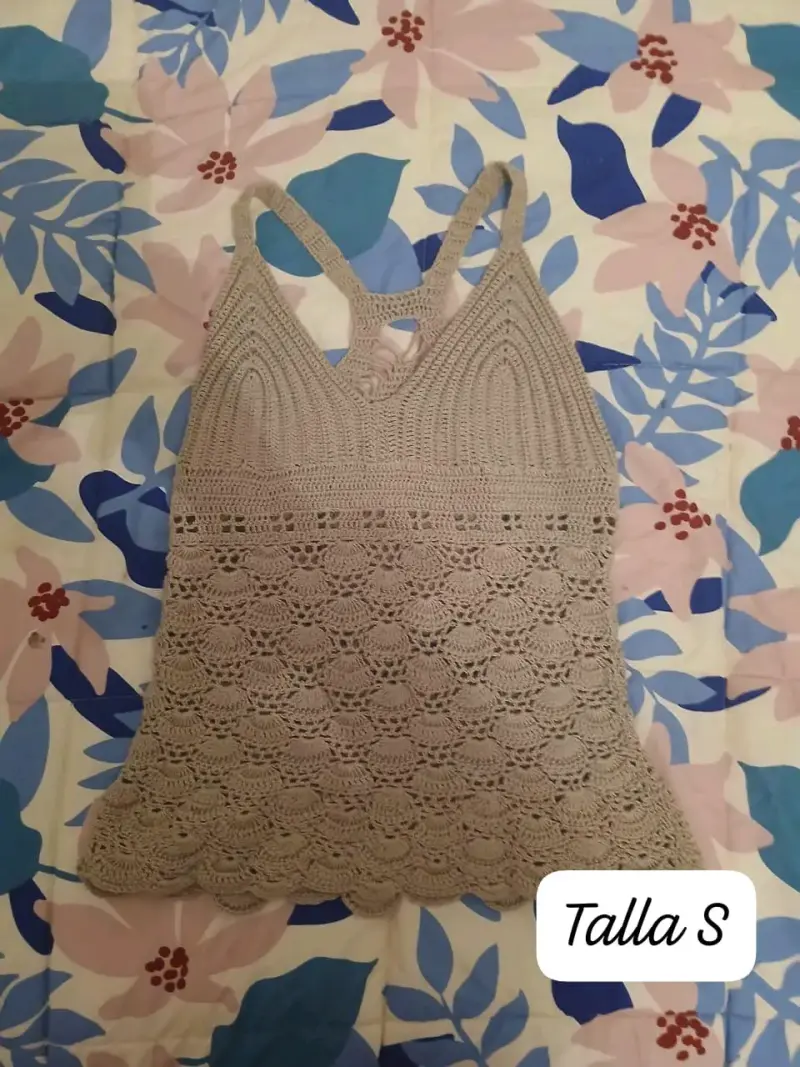 Top de crochet beige talla S