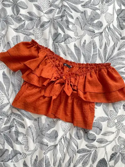 Blusa corta naranja  Zara - miniatura 1