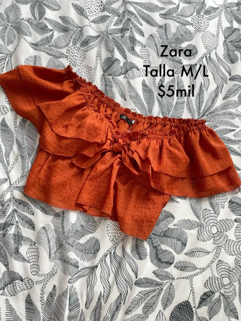 Blusa corta naranja Zara - 2