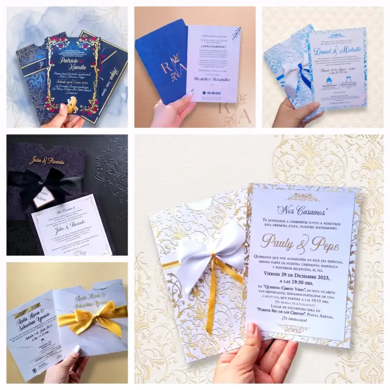 Invitación de boda elegante con sobre y lazo - 3