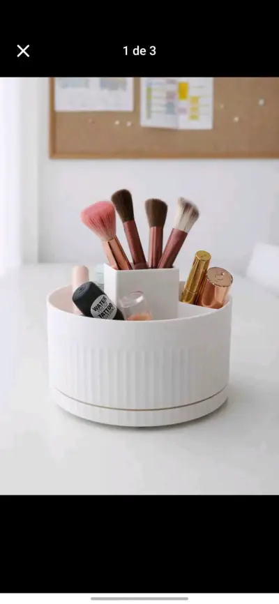 Organizador de maquillaje giratorio blanco - miniatura 1