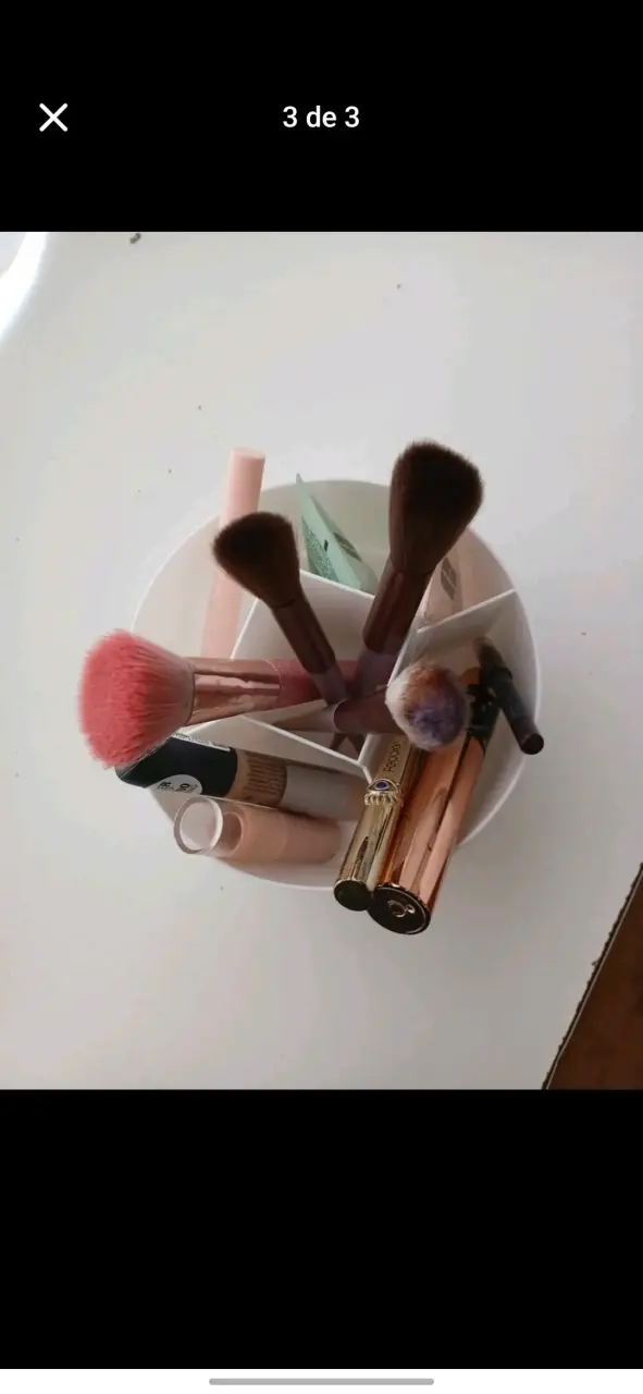 Organizador de maquillaje giratorio blanco - 2