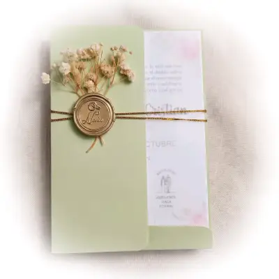 Invitaciones de boda elegantes con sello dorado - miniatura 3