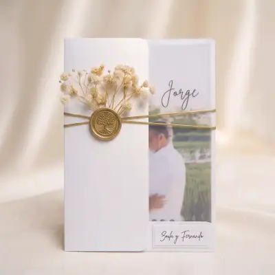 Invitaciones de boda elegantes con sello dorado - miniatura 4
