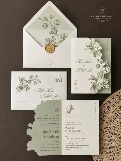 Invitaciones de boda elegantes con diseño floral - miniatura 1
