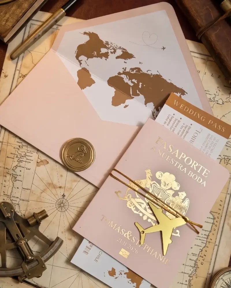 Invitaciones de boda estilo pasaporte personalizad - 1