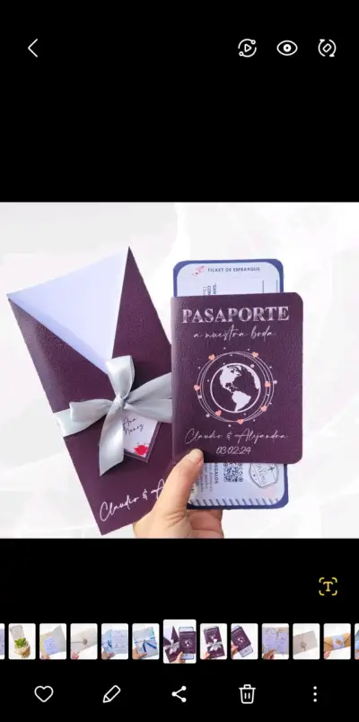 Invitaciones de boda estilo pasaporte personalizad - miniatura 3
