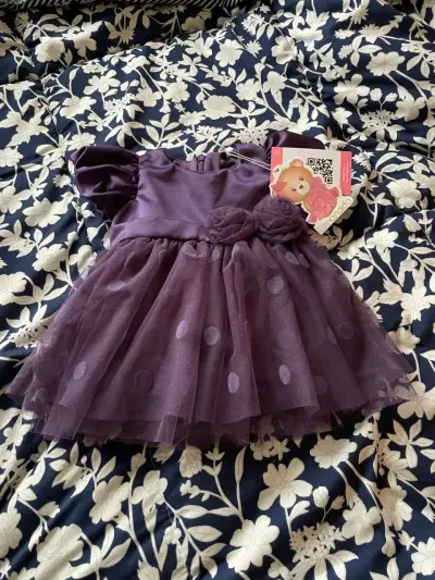 Vestido de bebé morado con tul Limonada - miniatura 1