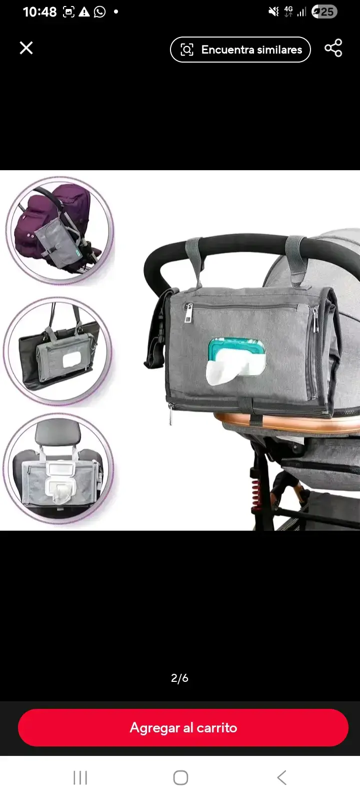 Bolso organizador para coche de bebé con cambiador