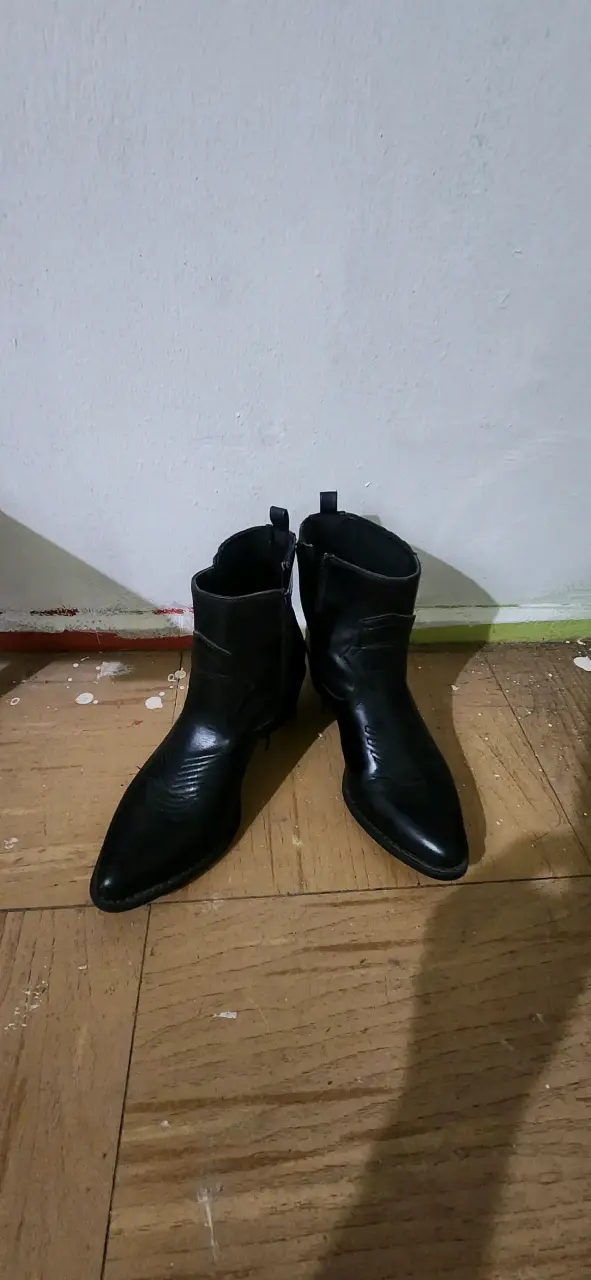 Botines negros de cuero para mujer - 2