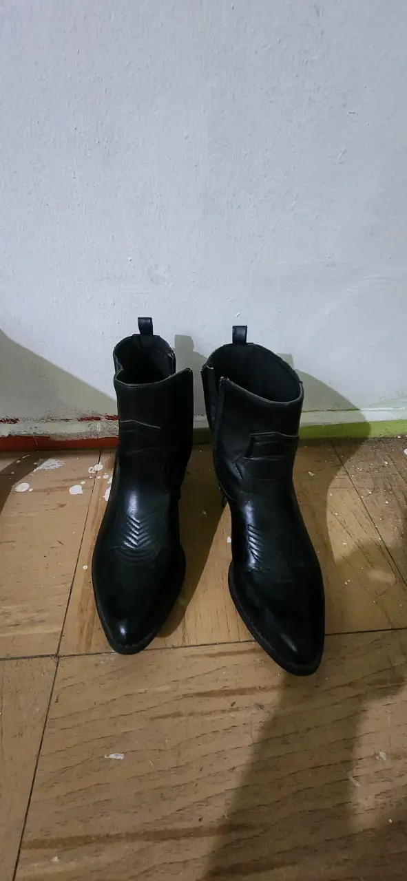 Botines negros de cuero para mujer - 3