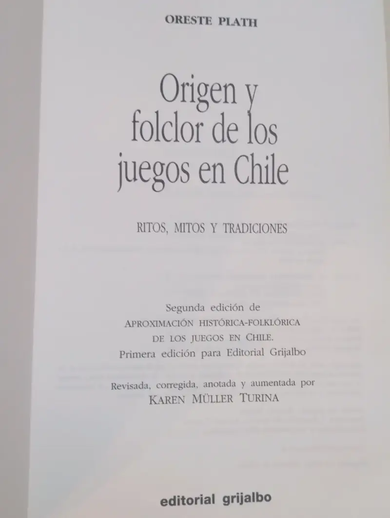 Libro Origen y Folclor de los Juegos en Chile - 2