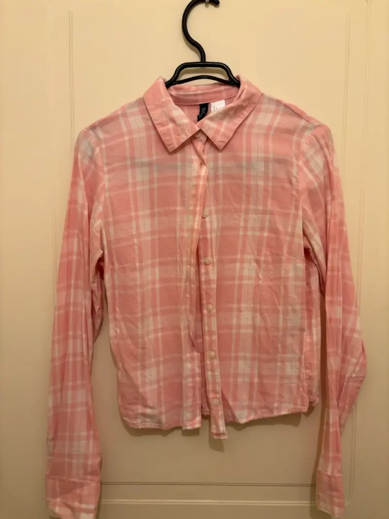 Camisa de mujer a cuadros rosada
