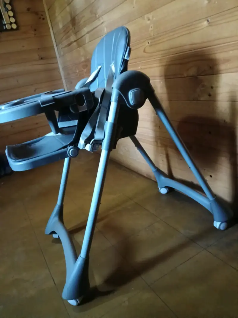 Silla de comer para bebé plegable gris - 1