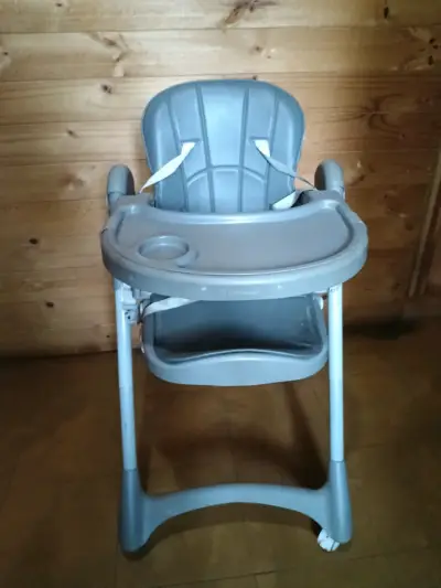 Silla de comer para bebé plegable gris - miniatura 3