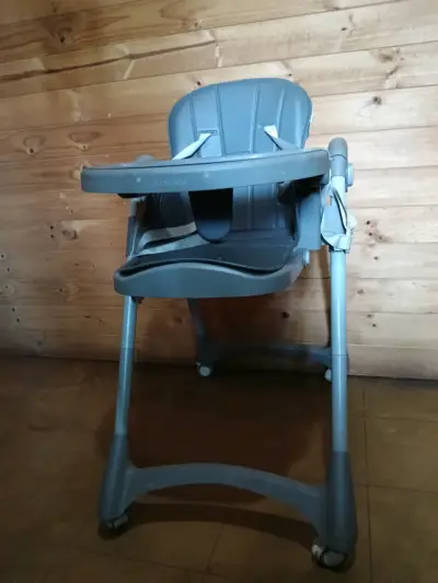 Silla de comer para bebé plegable gris - miniatura 6