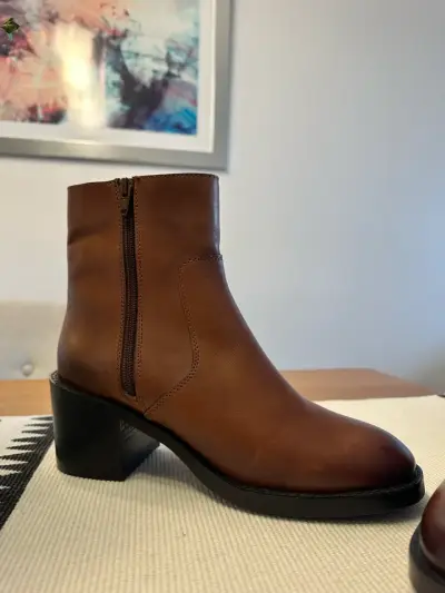 Botines de cuero marrón Basement - miniatura 3