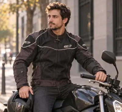 Chaqueta moto negra proteccione Atrox - miniatura 1