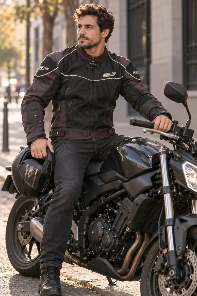 Chaqueta moto negra proteccione Atrox - 4