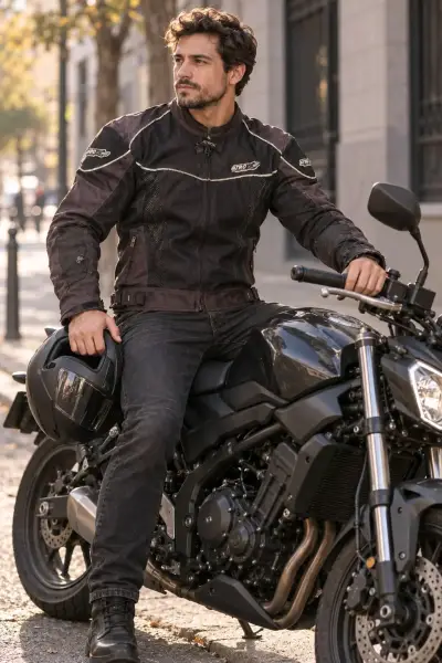 Chaqueta moto negra proteccione Atrox - miniatura 4