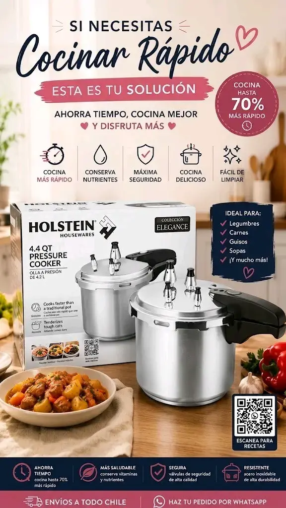 Olla a presión Holstein de 4.2 litros acero inoxidable - 1