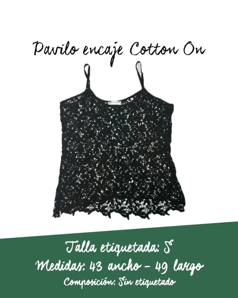 Top de encaje negro Cotton On talla S