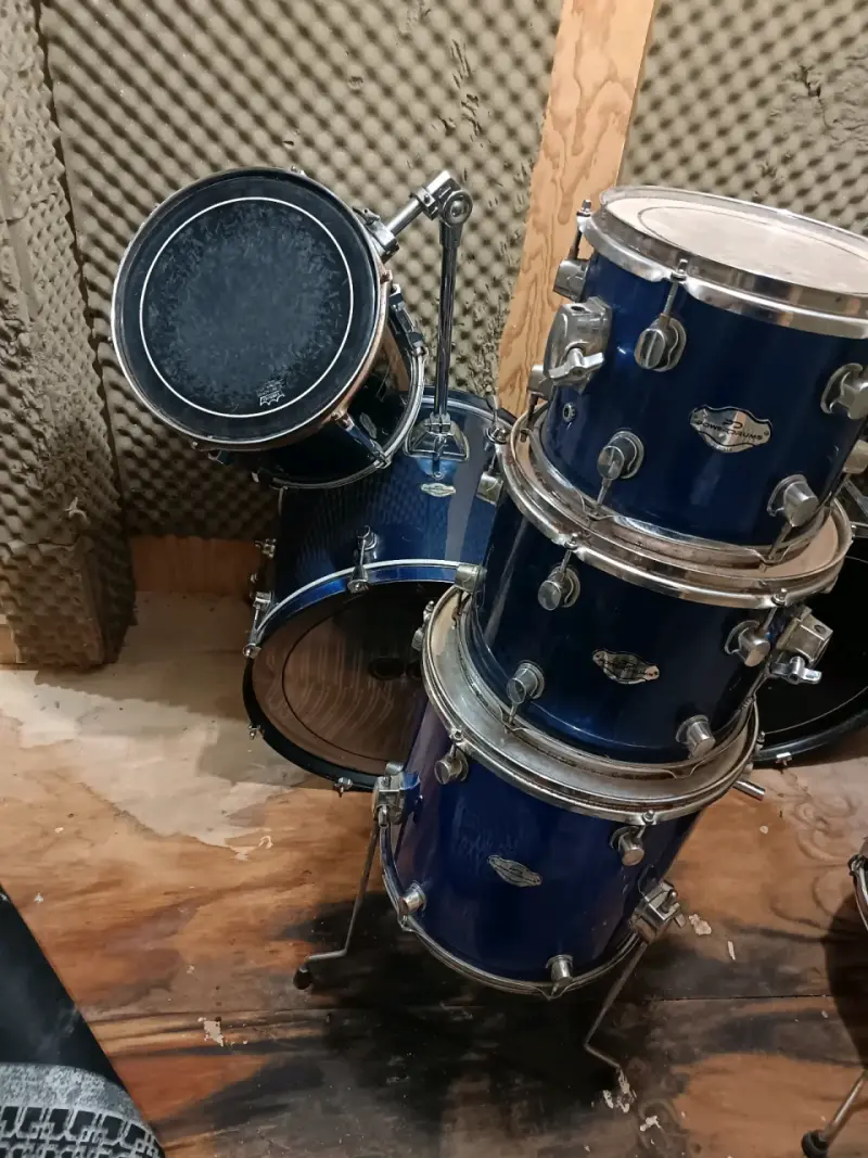 Batería acústica azul completa en buen estado - 3