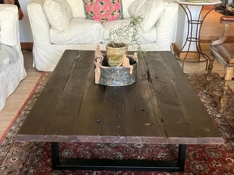 Mesa de tronco rústica de madera natural - 3
