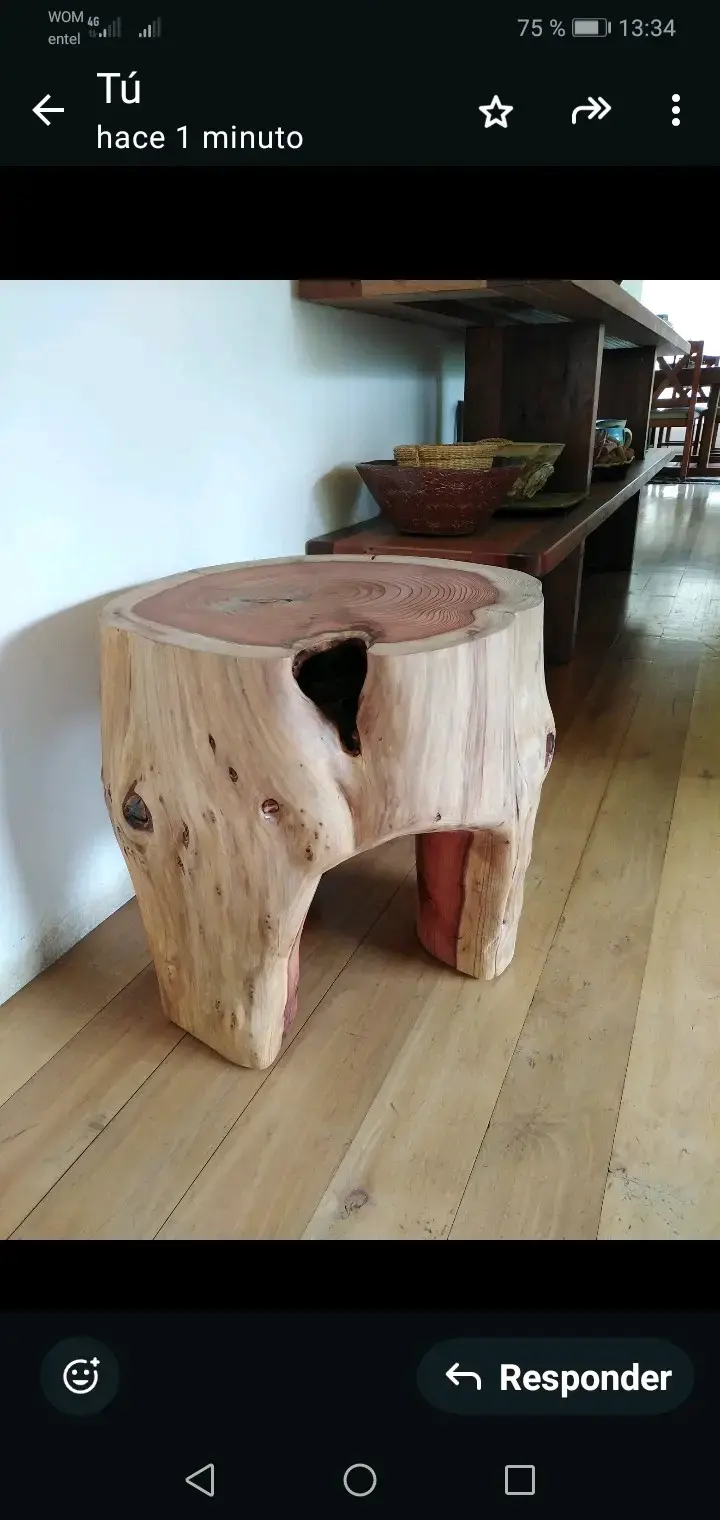Mesa de tronco rústica de madera natural - 4