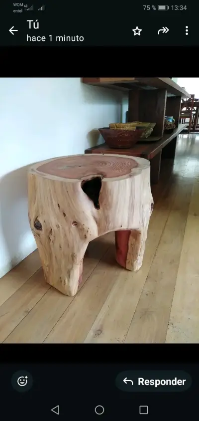Mesa de tronco rústica de madera natural - miniatura 4