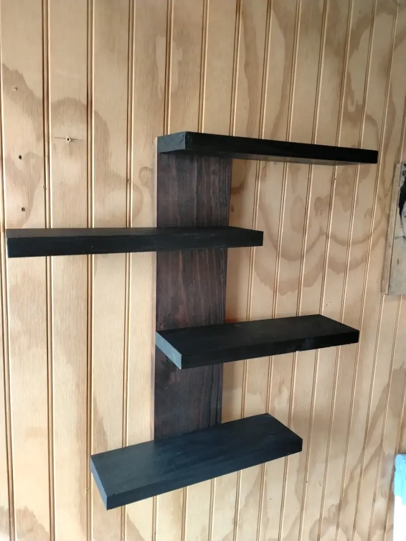 Estante de madera flotante negro - 2