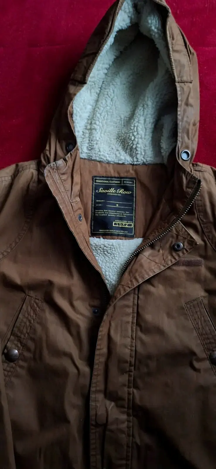 Parka marrón con capucha y forro polar - 2