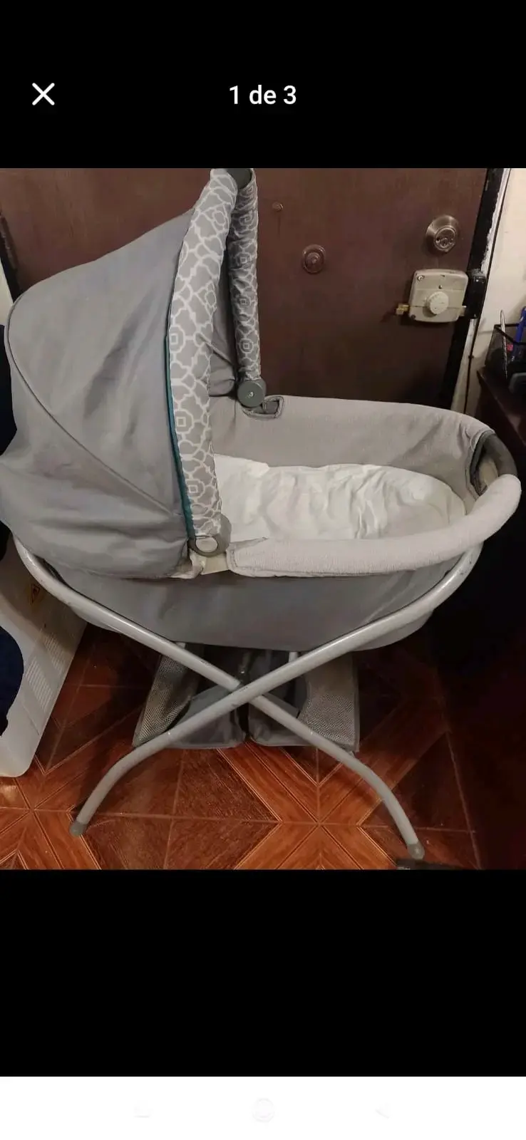 Cuna mecedora para bebé gris - 2