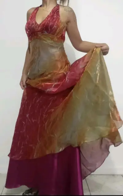Vestido largo de fiesta multicolor - miniatura 1