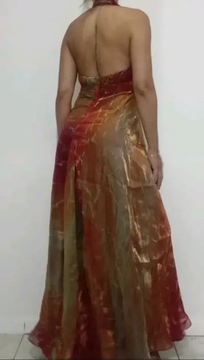 Vestido largo de fiesta multicolor - miniatura 3
