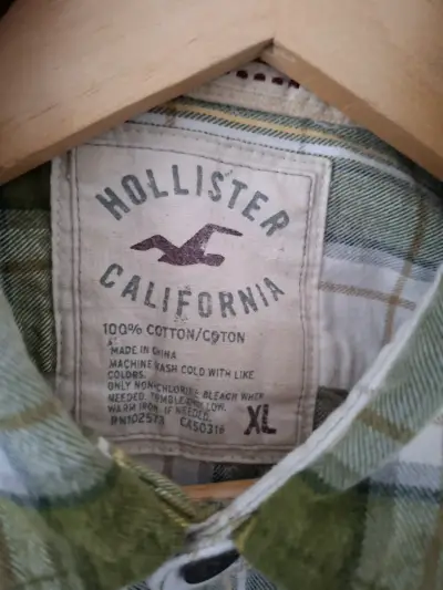 Camisa de franela a cuadros verde Hollister - miniatura 2
