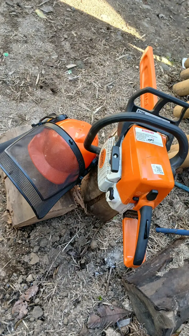 Motosierra Stihl MS 250 con casco de seguridad - 2